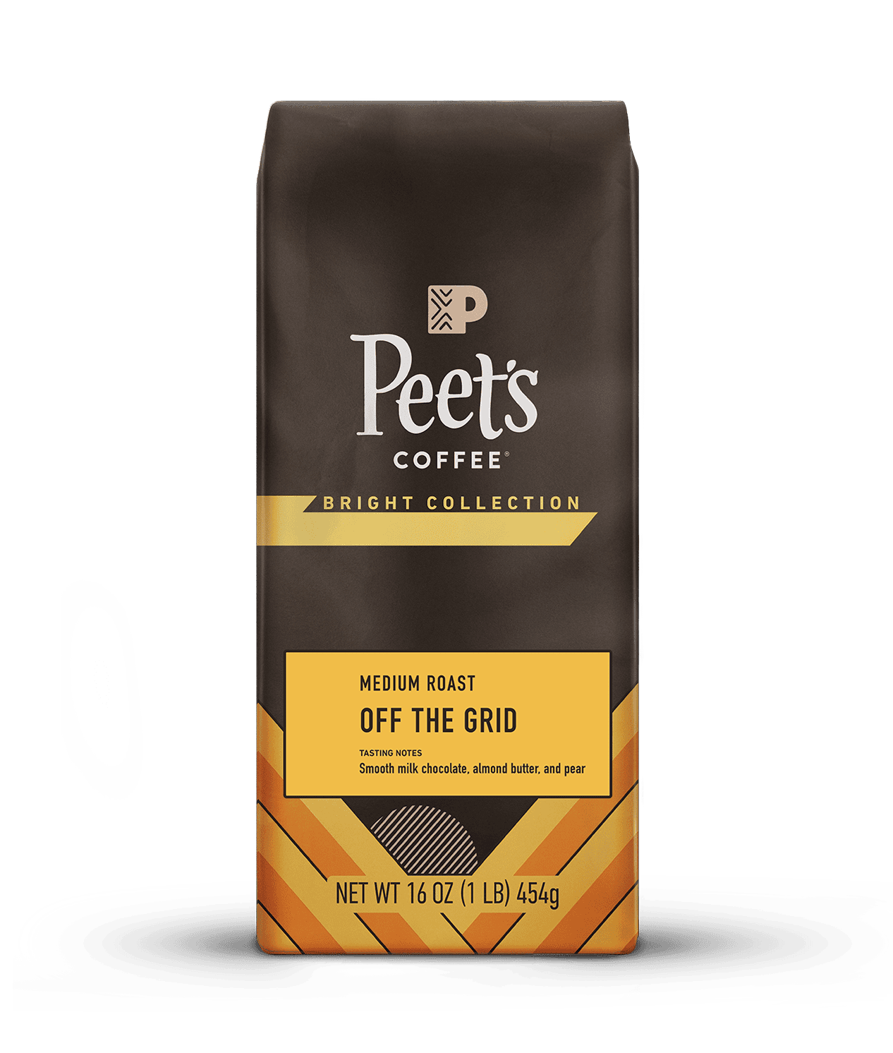 Peet's Coffee Off the Grid Medium Roast in a brown bag